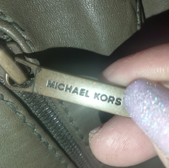 Women's Michael kors size medium leather biker moto jacket olive green - Picture 4 of 11